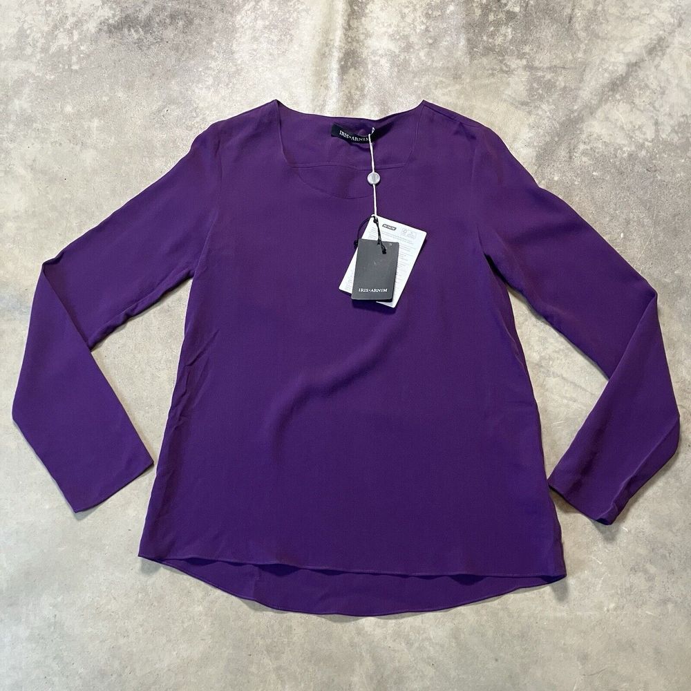 Iris Von Arnim Blouse Womens Small Silk Purple Missouri Long Sleeve‎